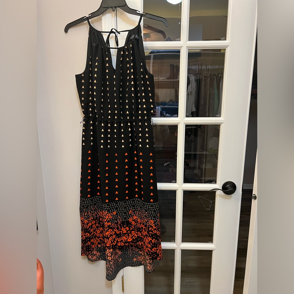 The Limited Black and Orange Midi Dress